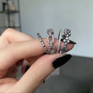 White & Black Eternity Stacking Rings - Set